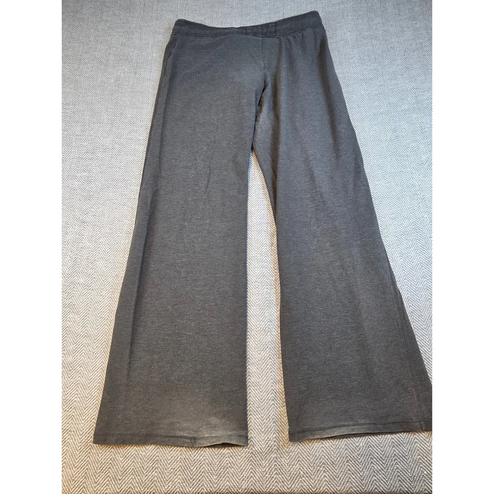 Hollister California Wide Leg Sweatpants Charcoal Gray Lime Green Logo Large